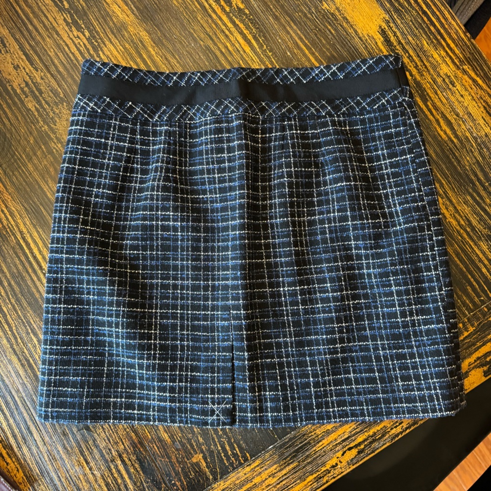 Ann Taylor Loft Petite Navy/Black/White Plaid Skirt - Women's Size 8P